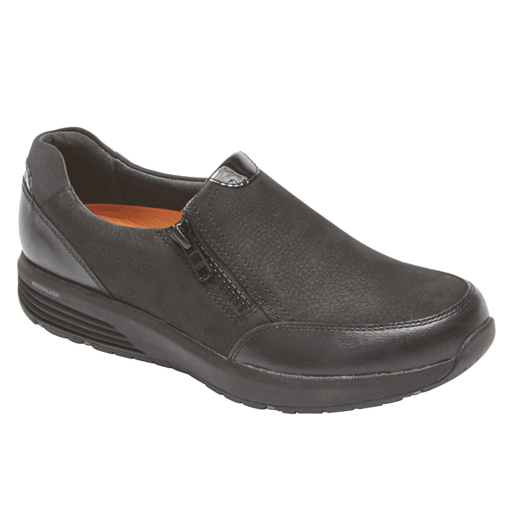 Rockport Womens Slip-On Black - Trustride Side Zip - UK 123-OCGZVQ